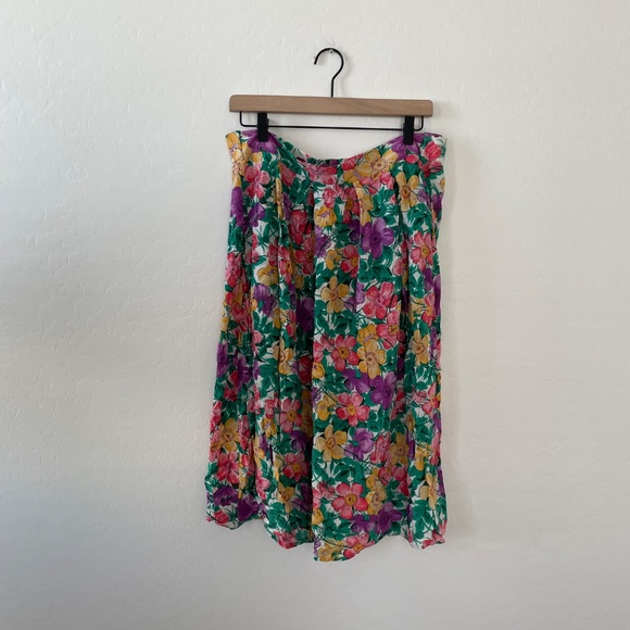 Vintage Floral Midi Maxi Chic Hipster Hippie Artsy Boho Bohemian Festival Skirt - Picture 2 of 6